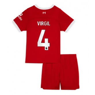 Liverpool Virgil van Dijk #4 Hjemmedraktsett Barn 2023-24 Kortermet (+ korte bukser)